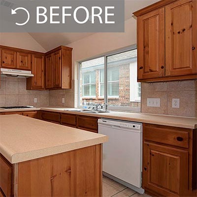 Kitchen Painting Projects Before And, Can You Paint Pine Kitchen Cabinets