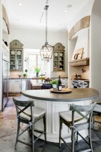 Hacienda style kitchen walls and cabinets painted white