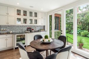 Kitchen dining breakfast area and white cabinets, Paper Moon Painting, Alamo Heights, interior painters