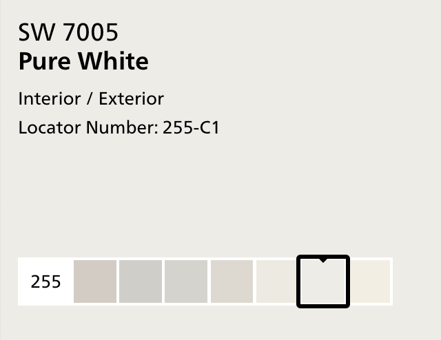 Sherwin Williams SW 7005 Pure White screen shot from website