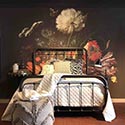 Master bedroom headboard wall, mural installation, cost to install wallpaper