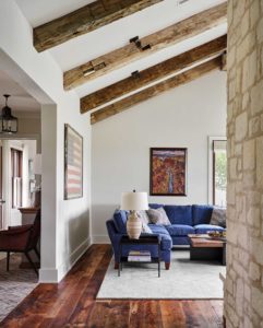 Hill Country Texas ranch home with walls painted in Benjamin Moore Wind's Breath, Paper Moon Painting, San Antonio, living room