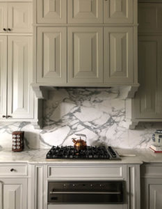 Kitchen cabinets painted in Benjamin Moore Classic Gray, Paper Moon Painting, Alamo Height TX