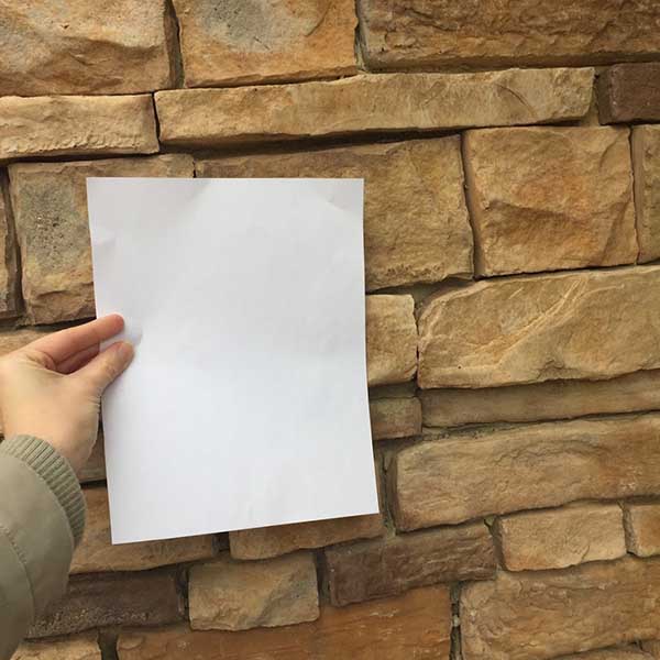 Picking exterior stone undertones with white paper