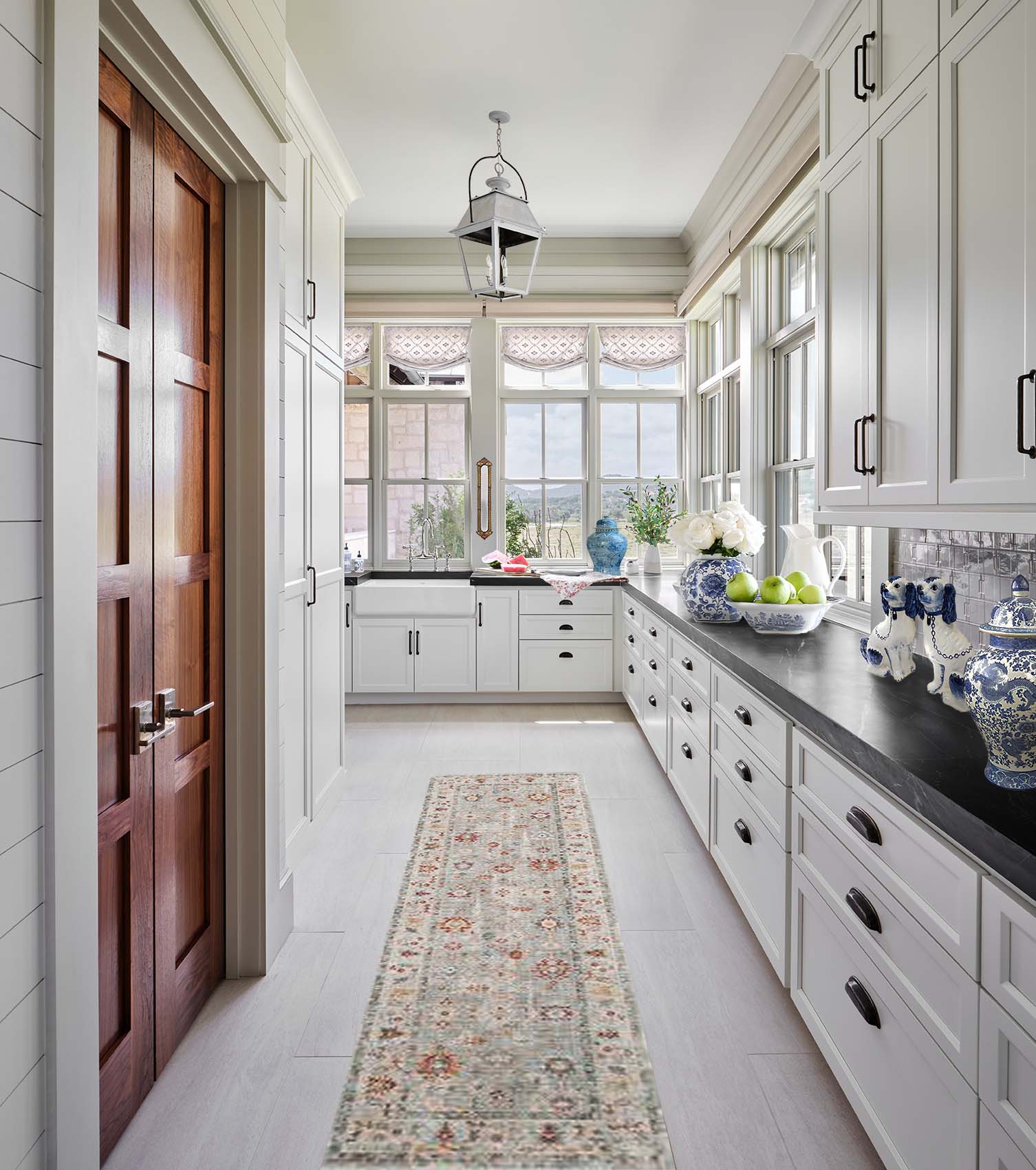 Blue and white traditional kitchen, mock-up, Paper Moon Painting white kitchen ideas blog