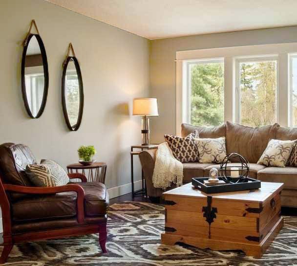 cream gray and brown living room