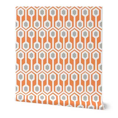 how-to-choose-wallpaper-by-evaluating-scale-etsy-hexagon-orange-wallpaper-pattern