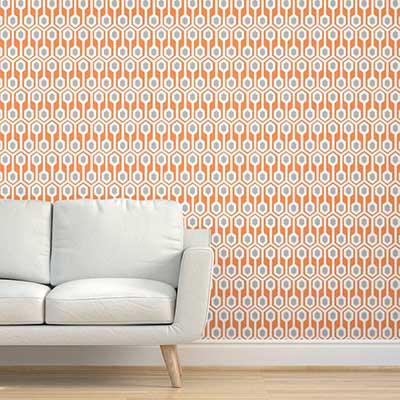 how-to-choose-wallpaper-by-evaluating-scale-etsy-orange-hexagon-wallpaper-on-full-wall