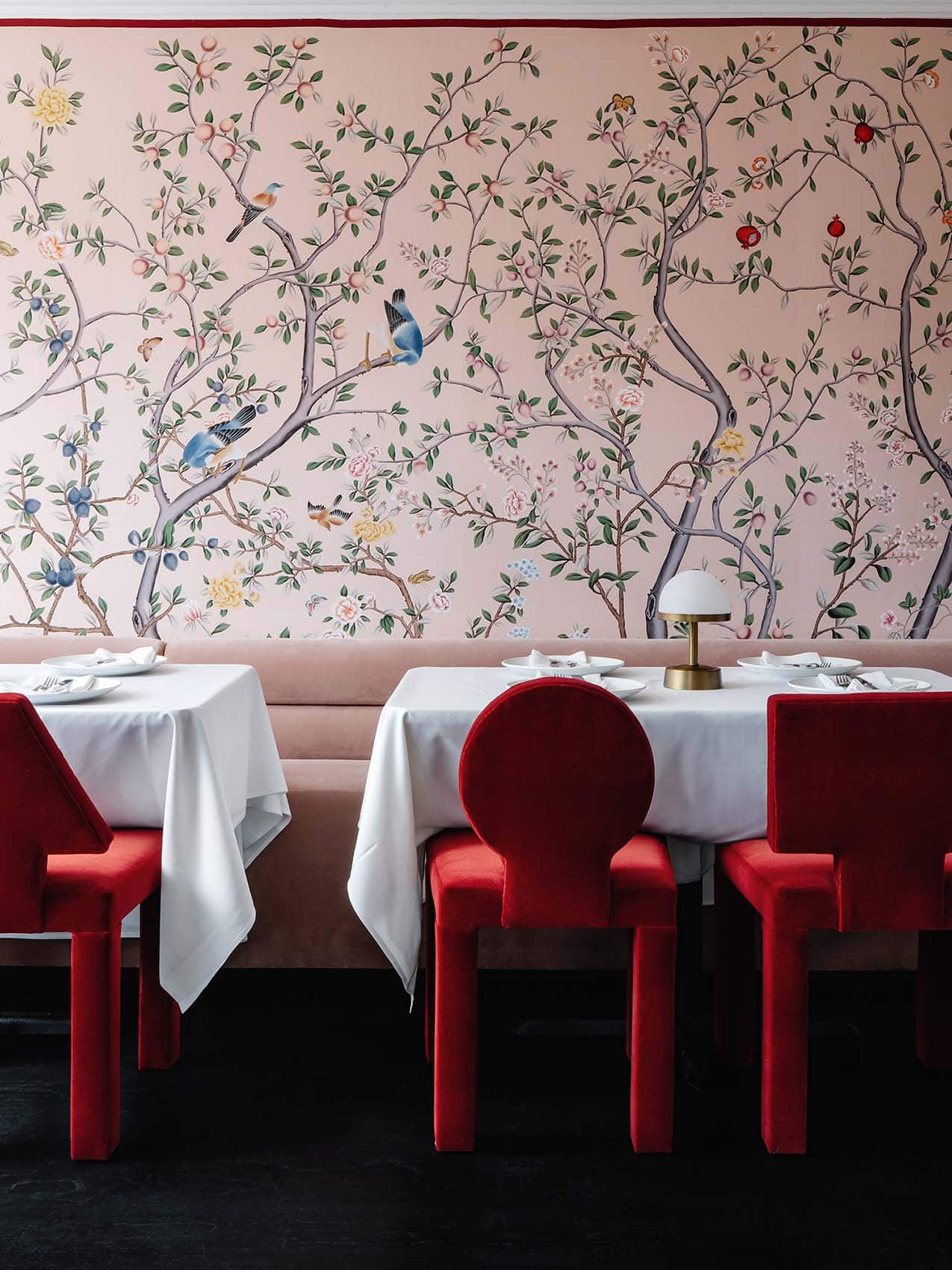 Chinoiserie Wallpaper Mural in Pink by Borastapeter Studio  Jane Clayton