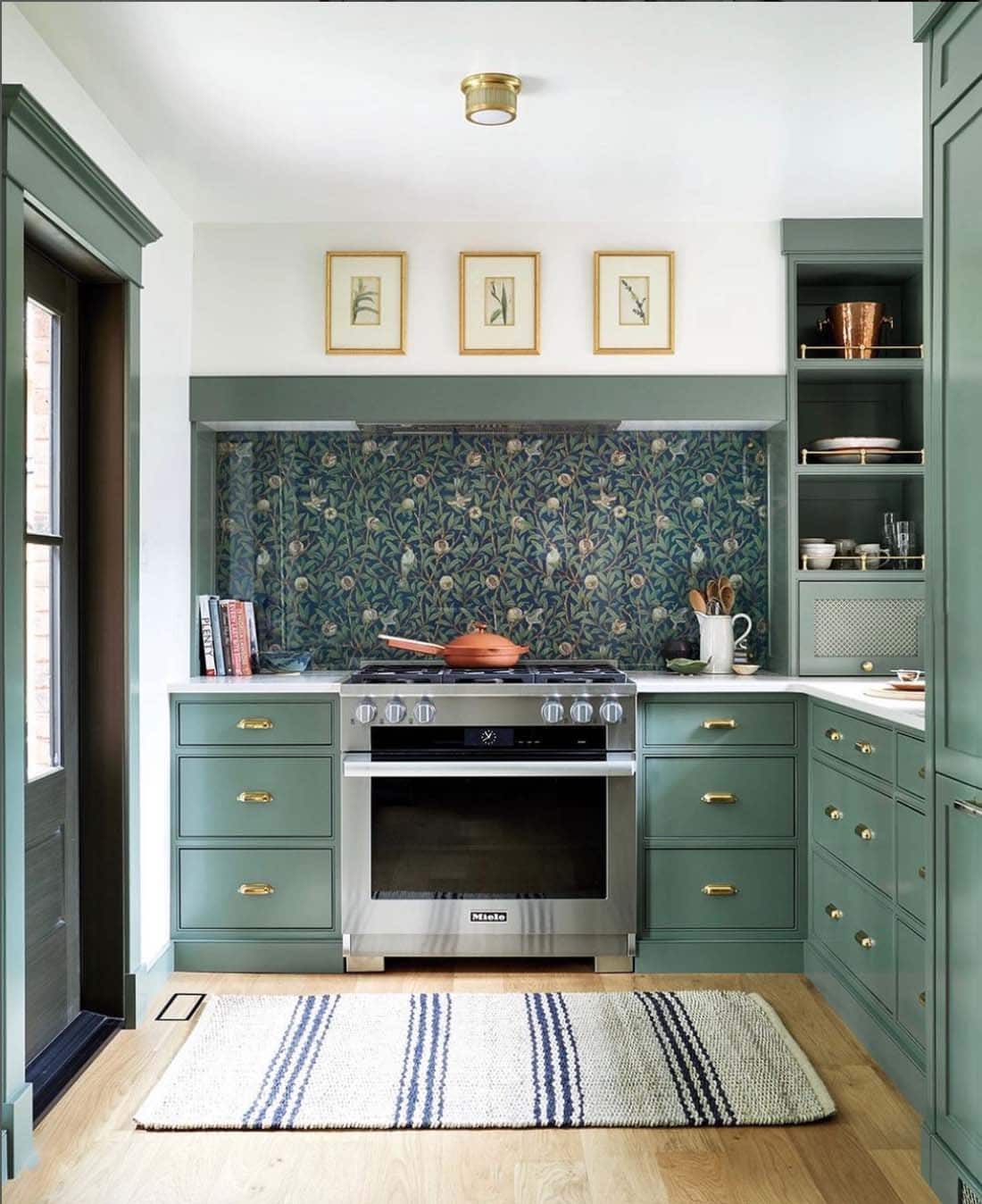 bright-cheerful-green-kitchen-cabinets-in-farrow-and-ball-green-smoke-cabinet-color