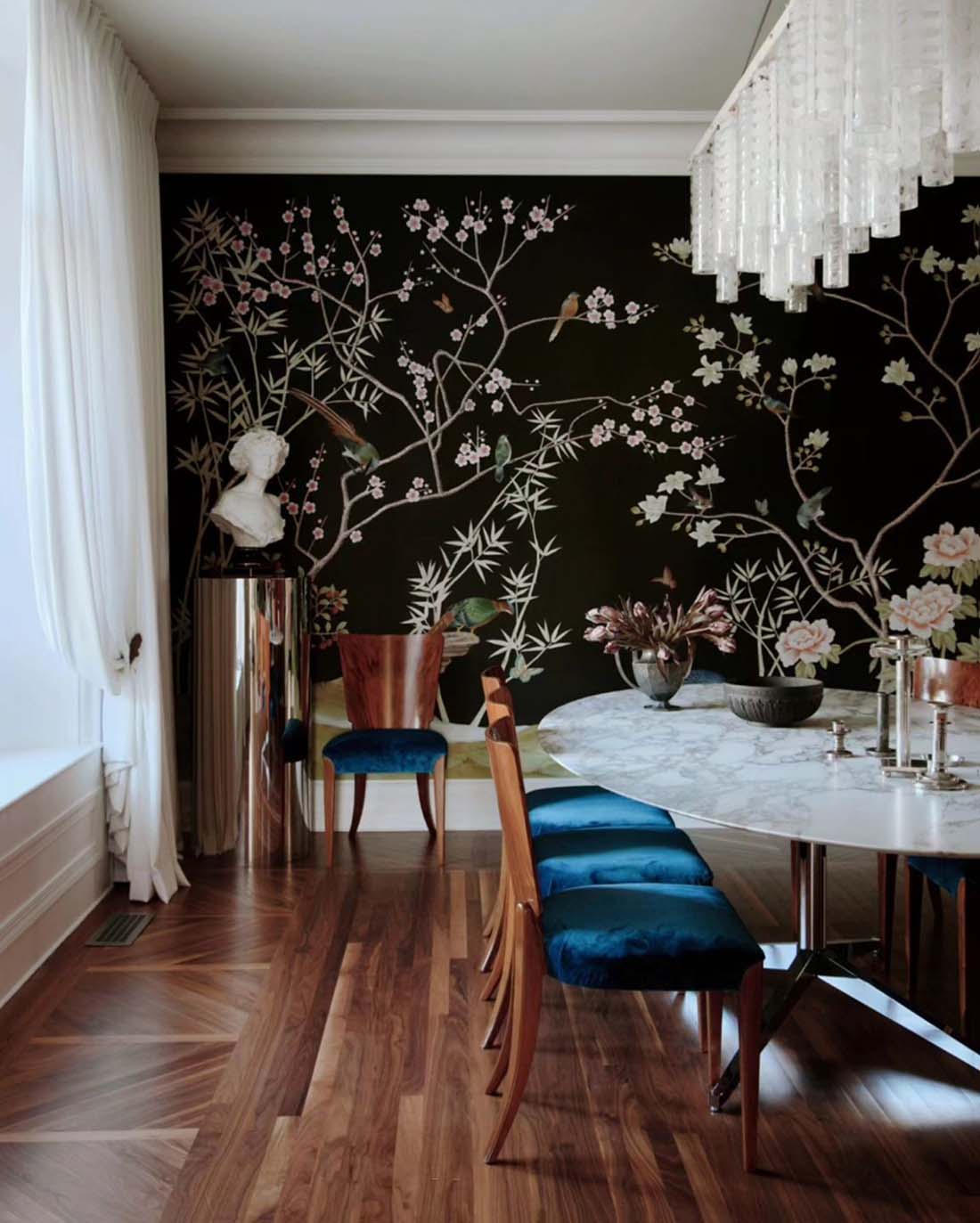 black-chinoiserie-dining-room-wallpaper-accent-wall-ideas-blog-crystal-sinclair-designs